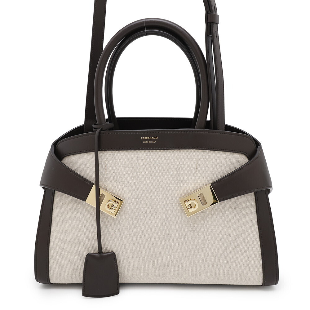 Salvatore Ferragamo Hug handbag canvas calf leather bag